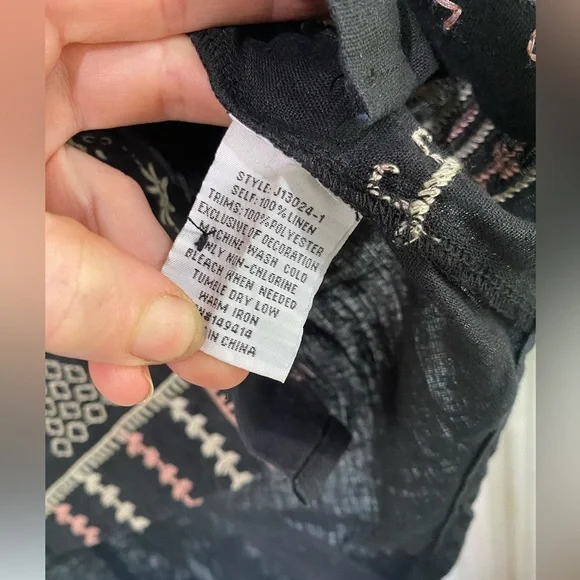 Johnny Was Faye Relaxed Linen Button Down Embroidered Shirt Lagenlook Size L - Picture 7 of 15